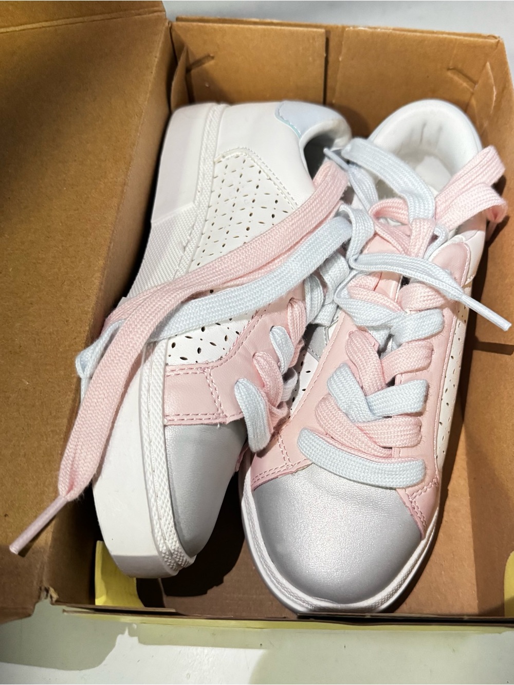 Kids White and Pink Casual Sneakers